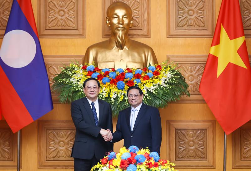 Thủ tướng Phạm Minh Chính hội đàm với Thủ tướng Lào Sonexay Siphandon - Ảnh: VGP
