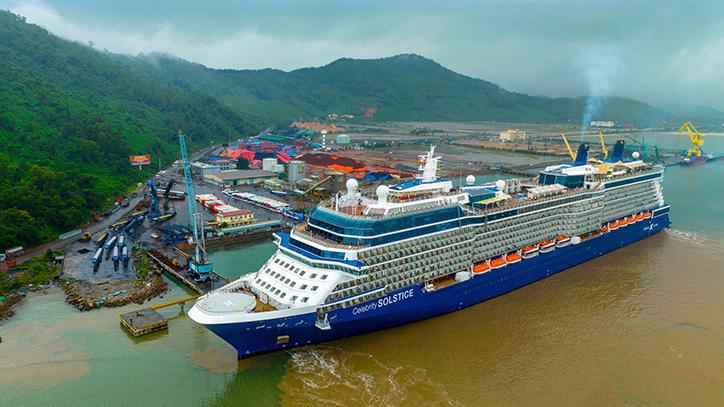 The Celebrity Solstice docks at Chan May Port.