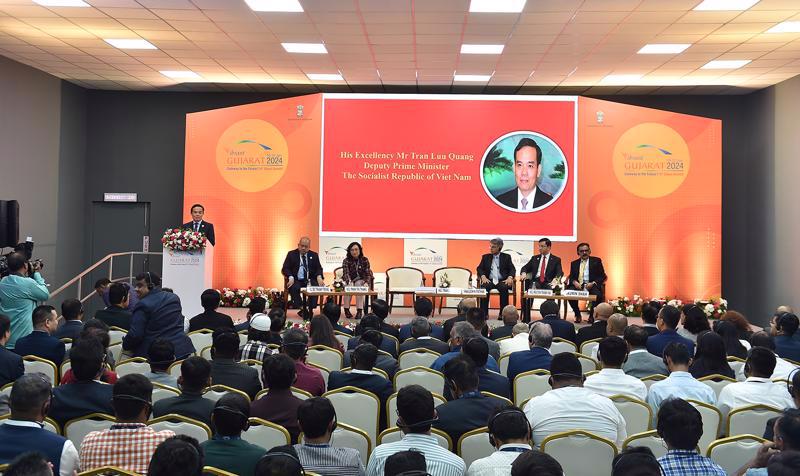 Deputy Prime Minister Tran Luu Quang addresses the Vietnam-India Business Forum in India on January 10. Photo: VGP