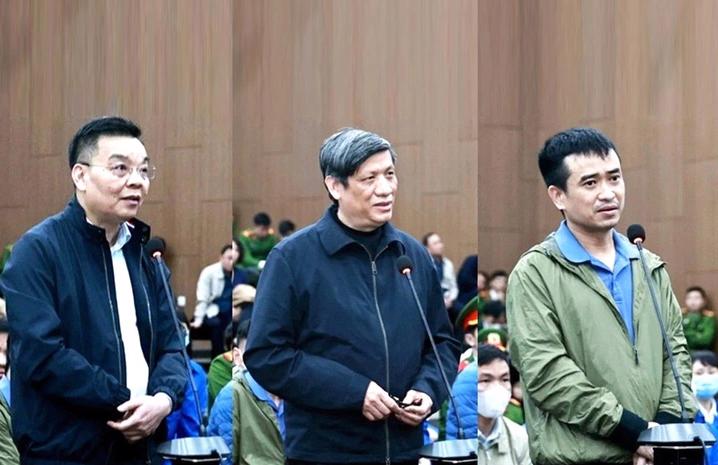 Former Minister of Health Nguyen Thanh Long (center) in court. Photo: vov.vn