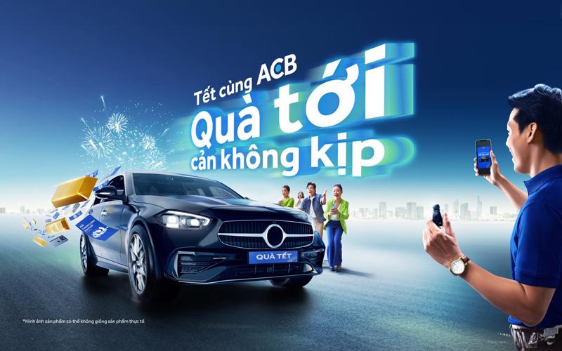 "ACB đang triển khai chương trình “Tết cùng ACB: Quà tới cản không kịp” diễn ra từ nay đến hết ngày 31/03/2024 với nhiều quà tặng giá trị.