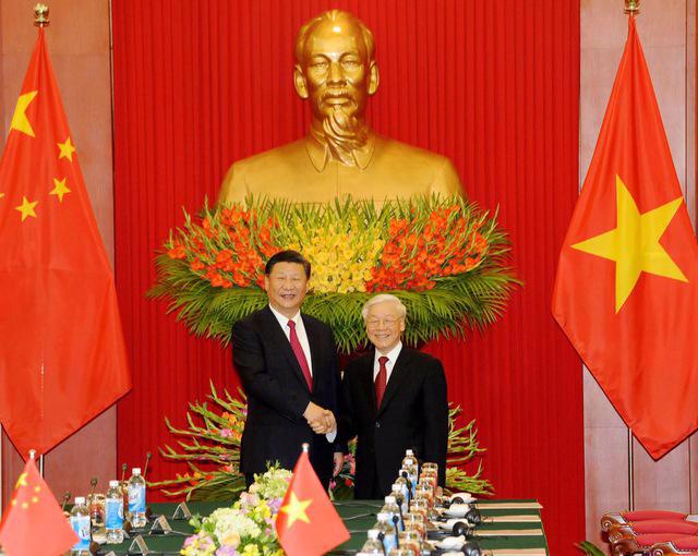 General Secretary of the Communist Party of Vietnam Central Committee Nguyen Phu Trong and General Secretary of the Communist Party of China Central Committee and Chinese President Xi Jinping.