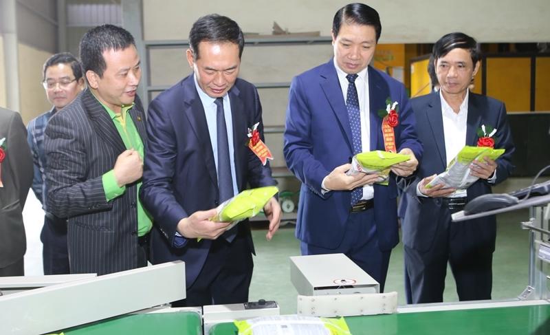 Lãnh đạo tỉnh Thanh Hóa tham quan dây chuyền sản xuất của Công ty TNHH Hạt giống HANA trong buổi lễ ra quân