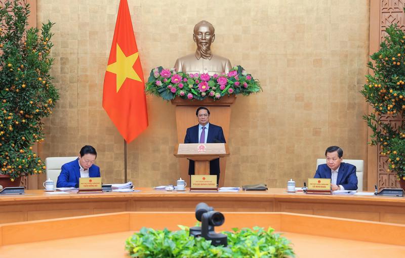 Prime Minister Pham Minh Chinh chairing the meeting. Photo: VGP