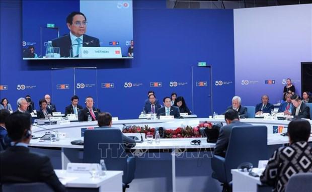 Prime Minister Pham Minh Chinh speaks at the ASEAN - Australia Special Summit in Melbourne on February 6. (Photo: VNA)