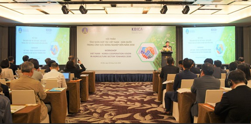 Toàn cảnh hội thảo: "Tầm nhìn hợp tác Việt Nam - Hàn Quốc trong lĩnh vực nông nghiệp và phát triển nông thôn giai đoạn 2024 - 2030".