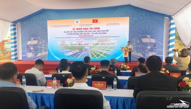 Lễ phát lệnh triển khai thi công dự án cải tạo đường sắt khu vực đèo Khe Nét.