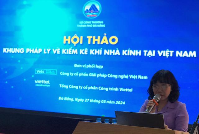 Phó giám đốc Sở Công Thương Đà Nẵng Nguyễn Thị Thúy Mai phát biểu khai mạc Hội thảo. Ảnh Ngô Anh Văn