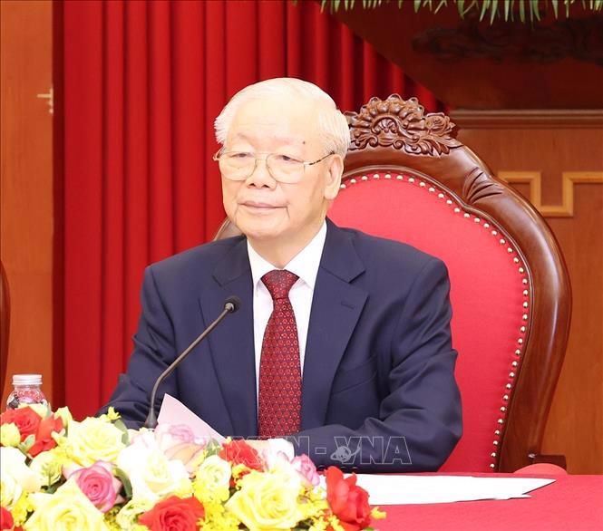 Tổng Bí thư Nguyễn Phú Trọng tại hội đàm - Ảnh: TTXVN