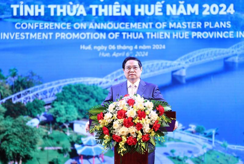 Thủ tướng Chính phủ Phạm Minh Chính phát biểu tại Hội nghị công bố Quy hoạch tỉnh Thừa Thiên Huế thời kỳ 2021-2030, tầm nhìn đến năm 2050.