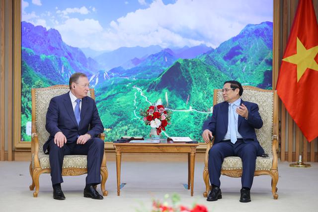 Prime Minister Pham Minh Chinh pledged his government's support for mutually beneficial cooperation in the oil, gas, and energy sectors. (Photo source: VPG)