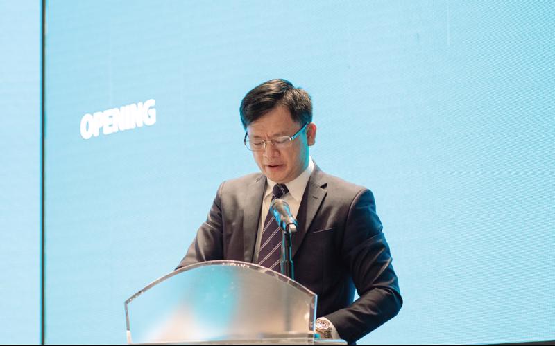 Ông Lê Quang Trung - Chủ tịch hội đồng quản trị công ty Chứng khoán Kafi phát biểu tại đại hội.