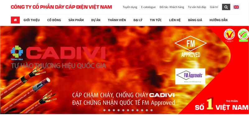 Trang web của Công ty cổ phần Dây cáp điện Việt Nam - Cadivi