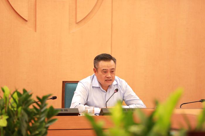 Ông Trần Sĩ Thanh, Chủ tịch UBND Thành phố Hà Nội - Tổ trưởng Tổ công tác đặc biệt tại phiên họp ngày 11/4