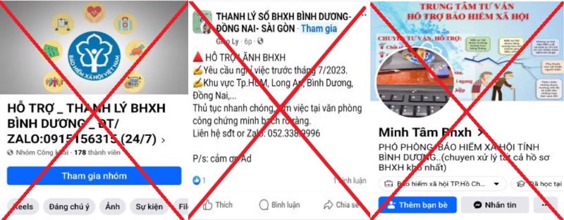 Các đối tượng sử dụng mạng xã hội mạo danh cơ quan Bảo hiểm xã hội để lừa đảo người dân. Ảnh: BHXH Việt Nam cung cấp.