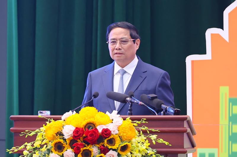 Thủ tướng Phạm Minh Chính phát biểu chỉ đạo tại Hội nghị công bố quy hoạch và xúc tiến đầu tư tỉnh Lạng Sơn năm 2024 - Ảnh: VGP