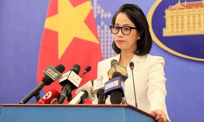 Vietnam's MOFA Spokeswoman Pham Thu Hang on May 5. (Photo source: internet.)