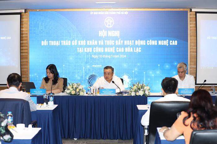 UBND thành phố Hà Nội đã Hội nghị đối thoại tháo gỡ khó khăn và thúc đẩy hoạt động công nghệ cao tại Khu Công nghệ cao Hòa Lạc