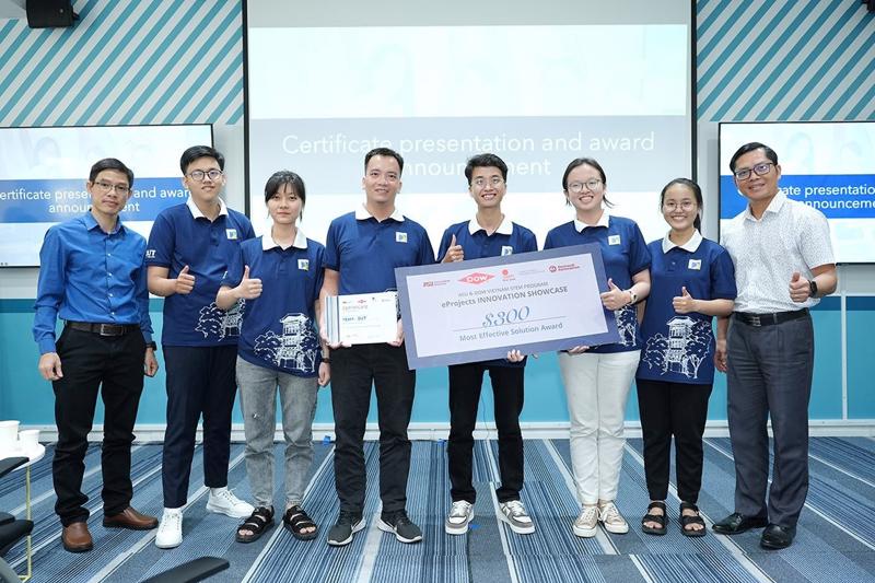 Students from Da Nang University of Science and Technology win the best effective solution award. Photo: ASU