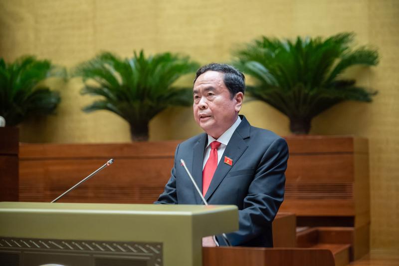 Ông Trần Thanh Mẫn phát biểu nhậm chức Chủ tịch Quốc hội nhiệm kỳ 2021-2026 - Ảnh: Quochoi.vn