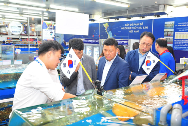 Korean seafood products on sale at MM Mega Market in HCM City. 