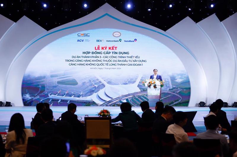 Prime Minister Pham Minh Chinh addressing the signing ceremony. Photo: VGP