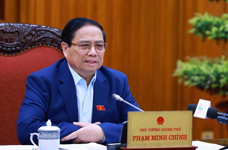 Prime Minister Pham Minh Chinh addressing the meeting. Photo: VGP