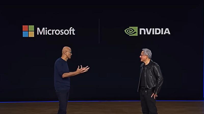 CEO 1xbet office Satya Nadella (trái) và CEO Nvidia Jensen Huang (phải). 