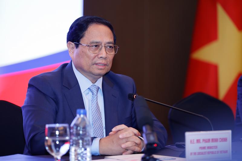 Thủ tướng Chính phủ Phạm Minh Chính phát biểu tại cuộc gặp - Ảnh: VGP