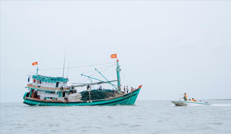 Kiểm tra tàu khai thác hải sản trên biển