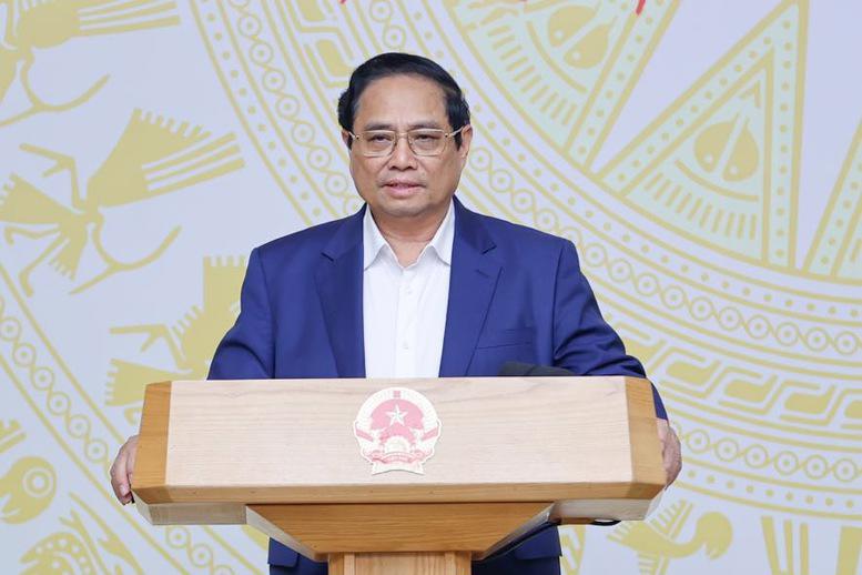 Prime Minister Pham Minh Chinh addressing the meeting in Hanoi on July 10. (Photo VGP)