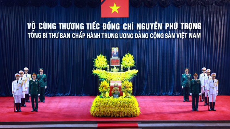 Tang lễ Tổng Bí thư Nguyễn Phú Trọng tại Nhà tang lễ quốc gia, số 5 Trần Thánh Tông, Hà Nội - Ảnh: TTXVN