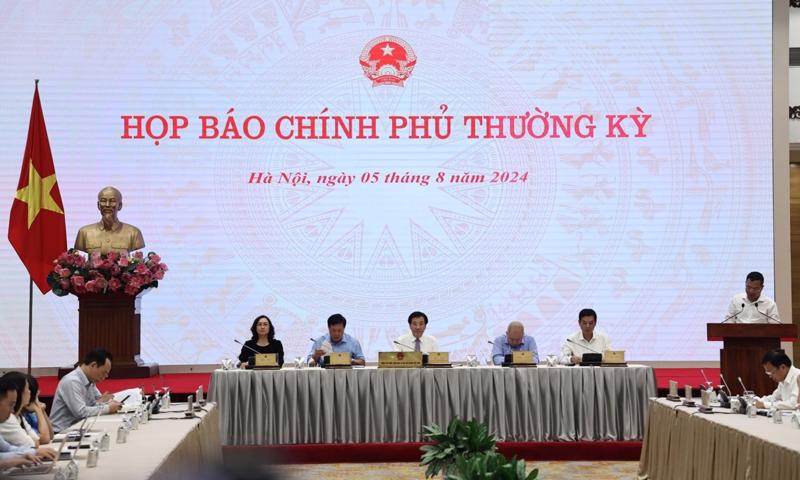 Buổi họp báo Chính phủ thường kỳ tháng 7/2024 diễn ra chiều 5/8 tại Hà Nội.