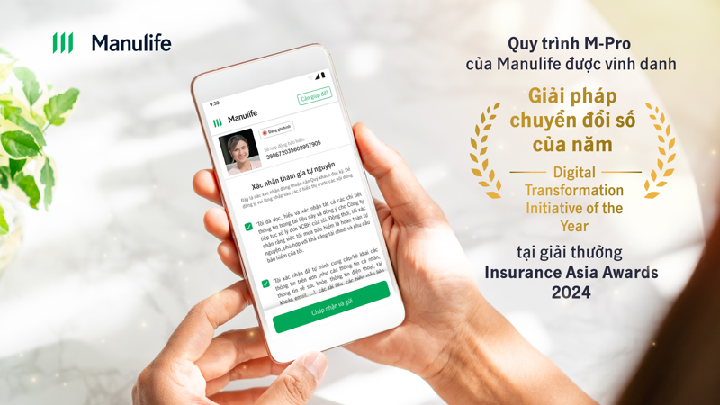 Quy trình M-Pro của Manulife được vinh danh giải pháp chuyển đổi số của năm tại giải thưởng Insurance Asia Awards 2024.