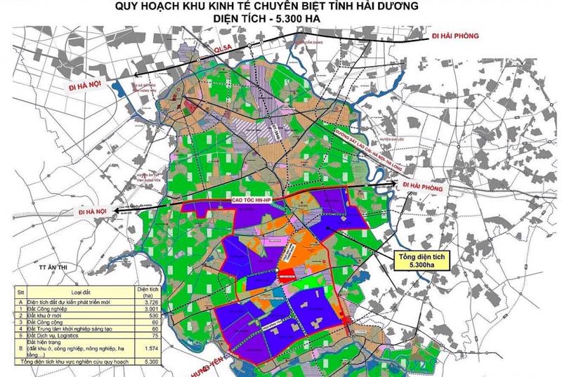 Bản đồ quy hoạch Khu kinh tế chuyên biệt Hải Dương 