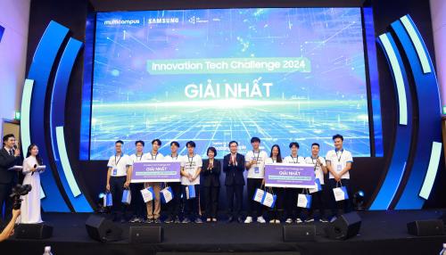 Trao giải nhất cho hai đội xuất sắc nhất cuộc thi Innovation Tech Challenge 2024.