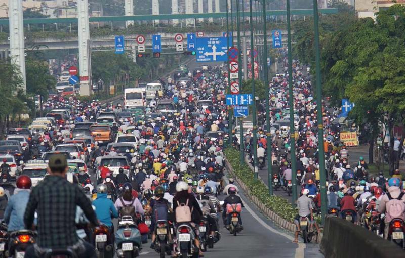 Traffic confestion is often seen  at the northeastern gateway of HCM City