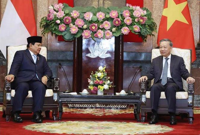 Party General Secretary and State President To Lam received Indonesian President-elect Prabowo Subianto in Hanoi on September 13 (Photo: VNA)