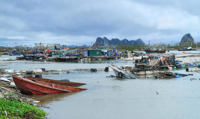 Fishing vessels and aquaculture cages were severely damaged by Typhoon Yagi.