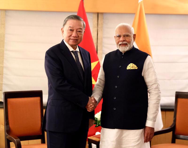 Party General Secretary and State President To Lam meeting with Indian Prime Minister Narendra Modi in New York on September 23. (Photo: VGP) 