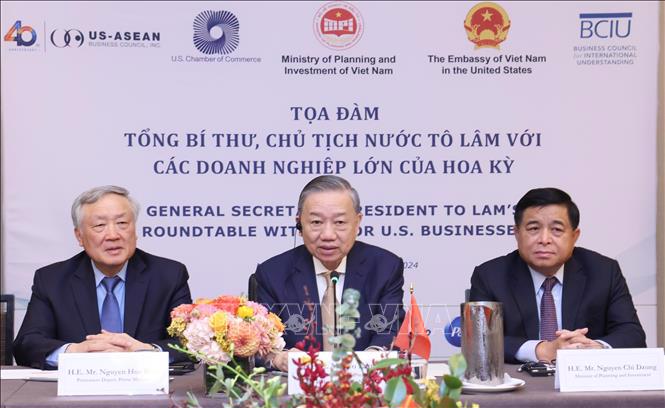 Tổng Bí thư, Chủ tịch nước Tô Lâm dự tọa đàm với các doanh nghiệp hàng đầu Mỹ - Ảnh: TTXVN