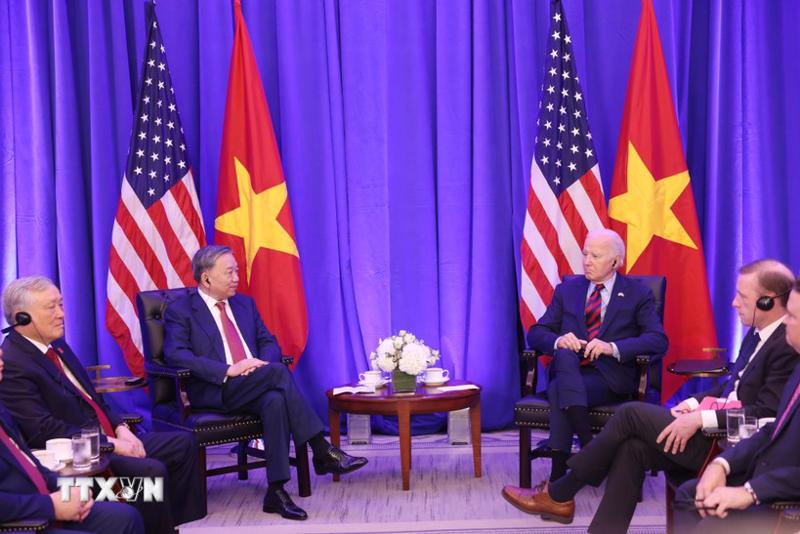 Tổng Bí thư, Chủ tịch nước Tô Lâm gặp Tổng thống Hoa Kỳ Joe Biden - Ảnh: TTXVN