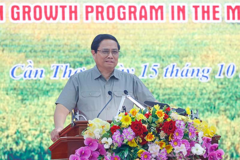 Prime Minister Pham Minh Chinh speaking at the conference. Photo: VGP