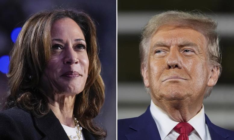 Cựu Tổng thống Mỹ Donald Trump (phải) và Phó Tổng thống Mỹ Kamala Harris. Ảnh: AP.