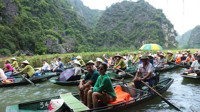 Foreign tourists visit Ninh Binh province. 