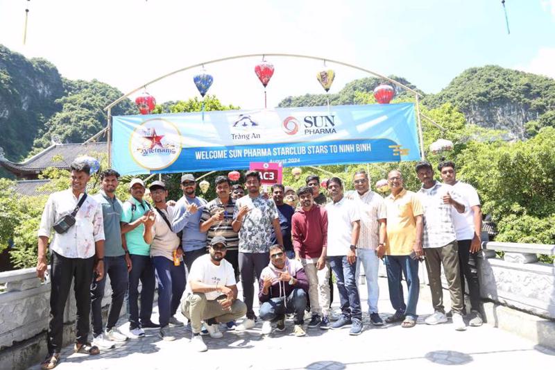 A group of Indian tourists visited Vietnam's northern Ninh Binh province in August 2024. 