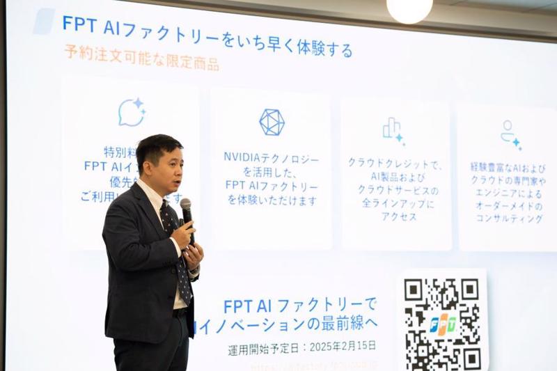 FPT Smart Cloud CEO, Le Hong Viet, introduces FPT's new AI Factory in Japan.