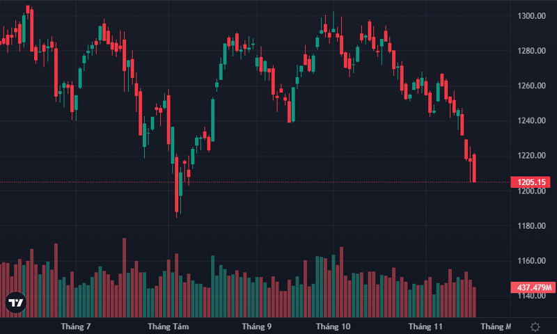 VN-Index đã xóa sạch biên độ phục hồi chiều hôm qua.