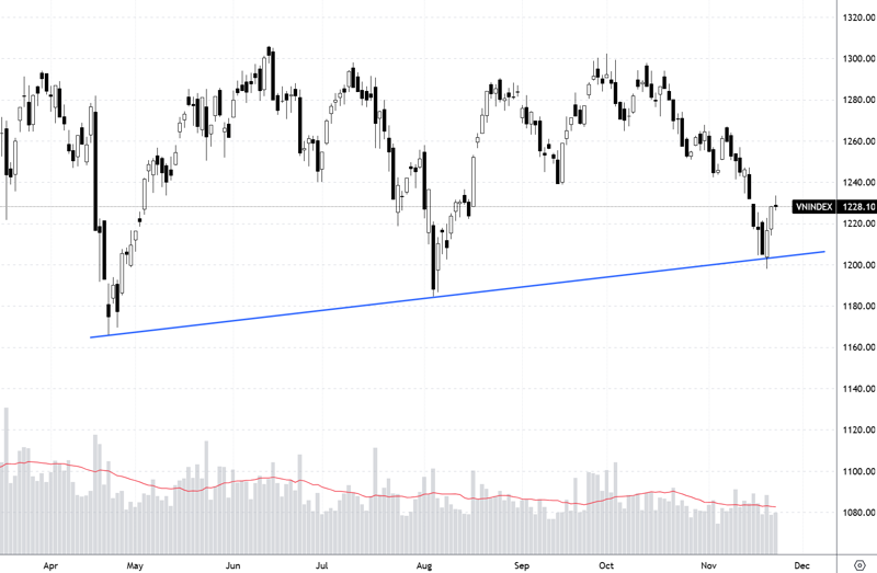 VN-Index đã phản ứng khá tốt tại vùng 1200 điểm tuần qua.