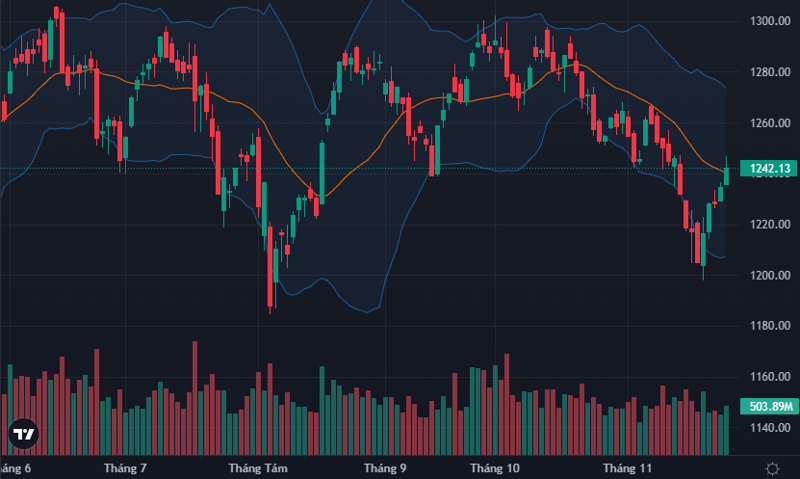 VN-Index đã chớm vượt ngưỡng 1240 điểm nhưng đà tăng có phần chậm lại trong buổi chiều.